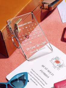 1pc Laser Engraved Custom Name Date Calendar Keychain, Personalized Couple Keyring, Valentine Anniversary Birthday Wedding Gift For Boyfriend - Calendar&amp;Text 1 - View 4
