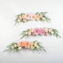 1pc Artificial Hanging Rose Peony Flower Wreath With Green Leaves, Decoration For Wedding Ceremony Arch, Front Door, Home Wall