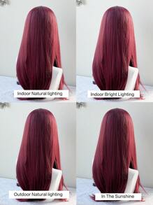 Cosplay Burgundy Long Straight Wig With Bangs 24 Inch Red Hair Synthetic Wigs For Women Fashion Daily Party Halloween Wigs(Accessories Not Included) - Burgundy - View 10