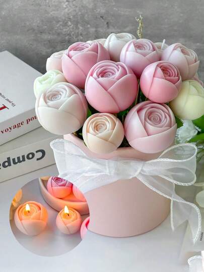 1.7inch/1.37inch Candle Making Silicone Mold, 3D Three-Dimensional Rose Flower Valentine's Day Three-Dimensional Molding Silicone Mold, Can Make Candles, Incense Stone, Home Art Decoration, Easy To Disassemble And Clean, Reusable DIY Materials, Love DIY Handmade Gifts, 2 Sizes Optional Birthday Graduation