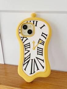 Husă moale din silicon cu design 3D cu ceas creativ, anti-cădere, compatibilă cu seria de telefoane Apple