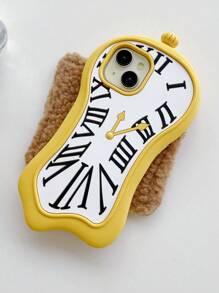 Husă moale din silicon cu design 3D cu ceas creativ, anti-cădere, compatibilă cu seria de telefoane Apple