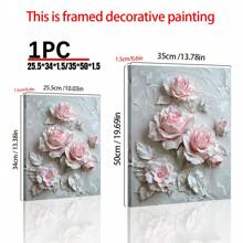 1PC Nghệ thuật vải hoa hồng trắng thanh lịch, Nghệ thuật treo tường phong cách kem hoa hồng hồng quyến rũ, Áp phích hoa vàng và trắng - Trang trí tường hoa hiện đại, Tranh hoa đen trắng trừu tượng cho phòng khách, phòng ngủ, văn phòng - Đã đóng khung và sẵn sàng để treo, Nghệ thuật treo tường phong cách kem hoa hồng hồng quyến rũ, Quán cà phê & Thư viện - Nhiều màu - Xem 4