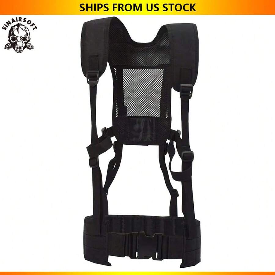 SINAIRSOFT SINAIRSOFT Tactical Padded Battle Belt With Detachable Suspender Straps,Airsoft Combat Duty Belt Removable Harness