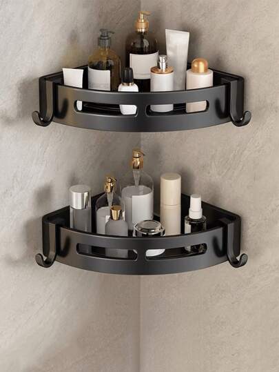 1pc Stainless Steel Wall Mount Bathroom Organizer Rack (Random Hook Style) Home Bathroom Decor Bathroom Accessories Bathroom Organizer Fall Decor Back To School Storage