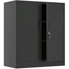 Metal Storage Cabinet Locking Doors Adjustable Shelves Small Lockable Cupboard For Home Office Garage Black - Black-92Hcm - View 1