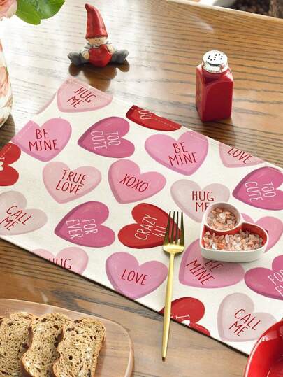 1/4pcs Pink Love Heart Shaped Placemats, Suitable For Party, Kitchen, Dining, Anniversary, Wedding Restaurant Decor