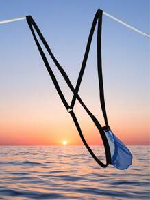 DomiGe 1 件装男士性感蓝色柔软网眼带丁字裤内裤