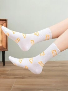 6 Pairs Of Women's Socks Four Seasons Multi-Color Socks Solid Color Letters Fashion Simple Funky Daily Casual Mid-Tube Socks