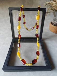 Free Gift Box Natural Baltic Amber Baroque Long Necklace Gemstone Vintage Accessorize For Calm And Peace Energy Presents For Her Anniversary Christmas Birthday