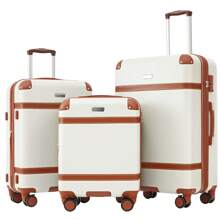 Flieks Luggage Hand Luggage Set Trolley Set 4 Wheels, Suitcase Set Suitcase Set School Trip Basic Needs For Student Dormitory, Student Basic Equipment For University, Robust Travel Suitcase Hard Shell Trolley Travel Suitcase Set, Expandable, ABS Material, TSA Lock