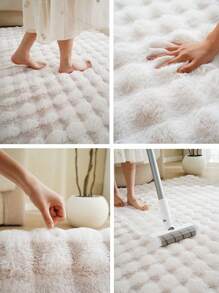 Alfombra grande y esponjosa para la sala de estar, adecuada para colocar al lado de la cama en el dormitorio, sala de estar, oficina y comedor. Alfombra de interior hecha de piel de conejo sintética con múltiples colores disponibles, tapete decorativo para el piso de la habitación. Alfombras y tapetes de piso para decoración del hogar - Gris Claro - Ver 9