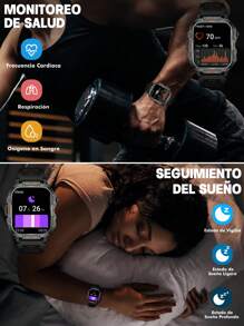 WTECH Smartwatch QX12, pantalla HD de 1,96 pulgadas, clasificación de resistencia al agua IP67, para iOS y Android - Negro - Ver 7