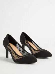 Mesh Dot Heel - Black - View 1