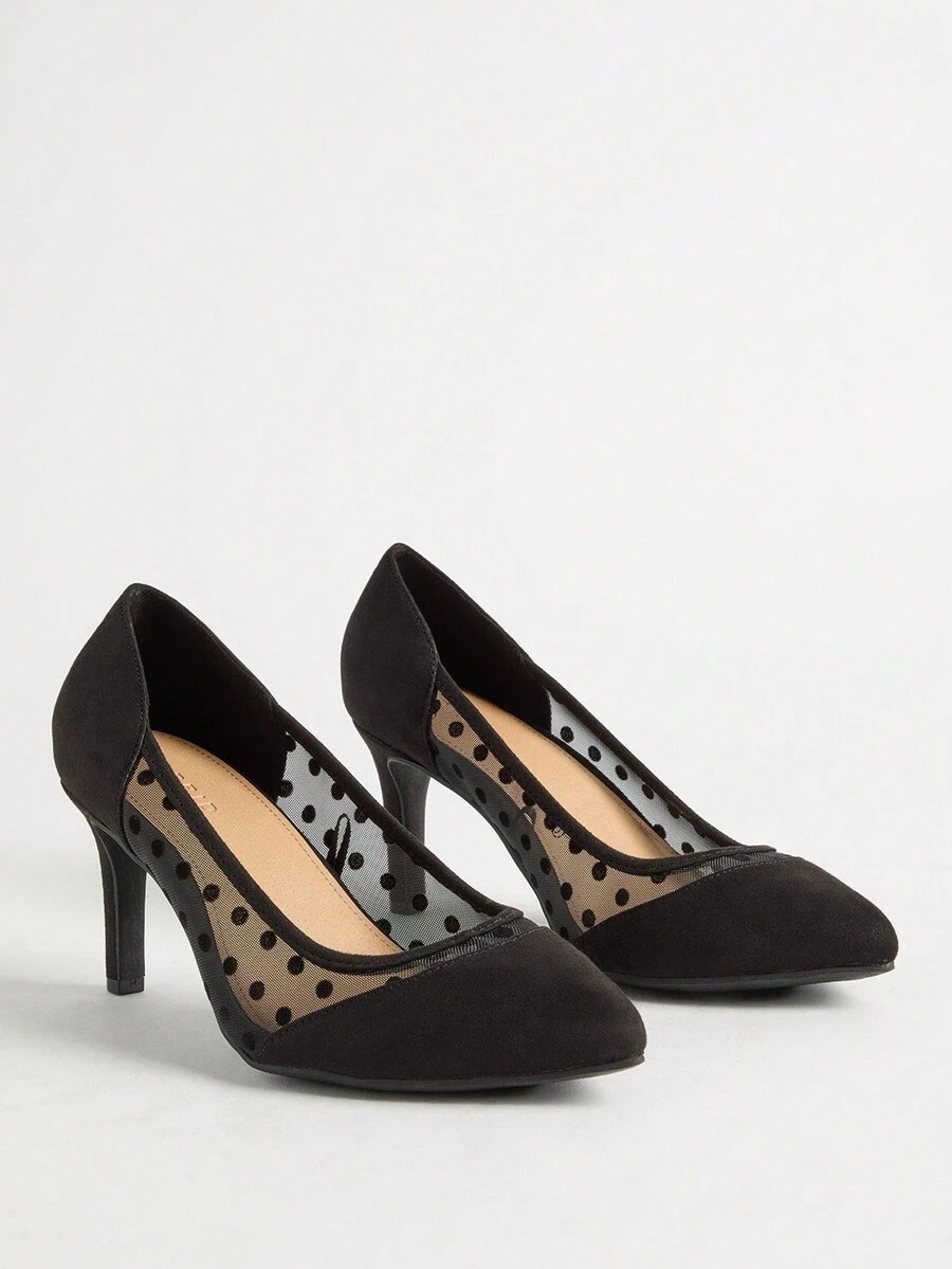 Mesh Dot Heel - Black - View 1