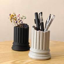 Marble Column Style Pencil Holder, Desk Organizer For Pens, Pencils, Brushes, Home Decor, Office Desk Storage, Plastic Material,Travel,Suitcase,Travel Bag,Travel,Travel Essentials,Holiday Essentials,Stationery Storage Boxes,Colored Pencil Holder,Travel Organiser Bag,Makeup Bag,Pens,Pen,Stationery,Pencil Case,Pencil Pouch,School,Pencil Case Big,Office Equipment,Things For School,Note Paper,Kawaii Decor,Back To School,Pens,School Stuff