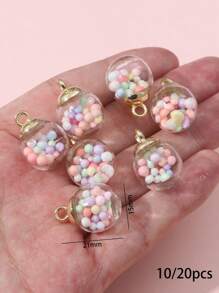 10/20 件 15x21 毫米透明玻璃球吊坠，彩色珠子吊坠，DIY 手工珠宝耳环项链吊坠钥匙扣配件 - 混彩色 - 查看 2