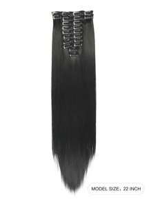 Clip In Hair Extensions Black Pink Color 22 Inch 12 PCS Set Long Straight Hair Extension Synthetic Hairpieces For Women Girls Daily Use