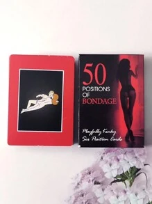 1 pieza Juego de cartas de poses sexuales para adultos en pareja, productos SM, juguetes sexuales, juguetes de coqueteo y comandos de dormitorio, incluye ilustraciones, regalos traviesos para Halloween/Navidad/Día de San Valentín, entretenimiento para fiestas, perfecto para una cita perfecta - 54 cartas