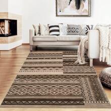 Washable Geometric Printed Carpet Soft Foldable Indoor Carpet Modern Geometric Abstract Carpet Home Decorative Carpet For Living Room Dining Room - Brown - View 2