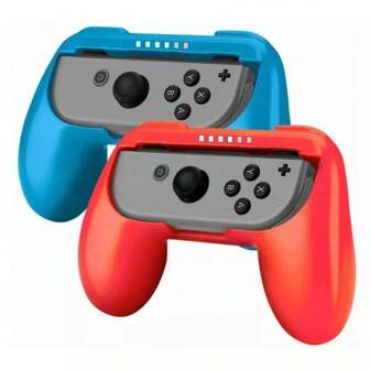 与 Switch 和 Switch OLED 模型控制器兼容的手柄，与 Switch Joy Con 兼容的手柄 - 红色+蓝色（2 个装）