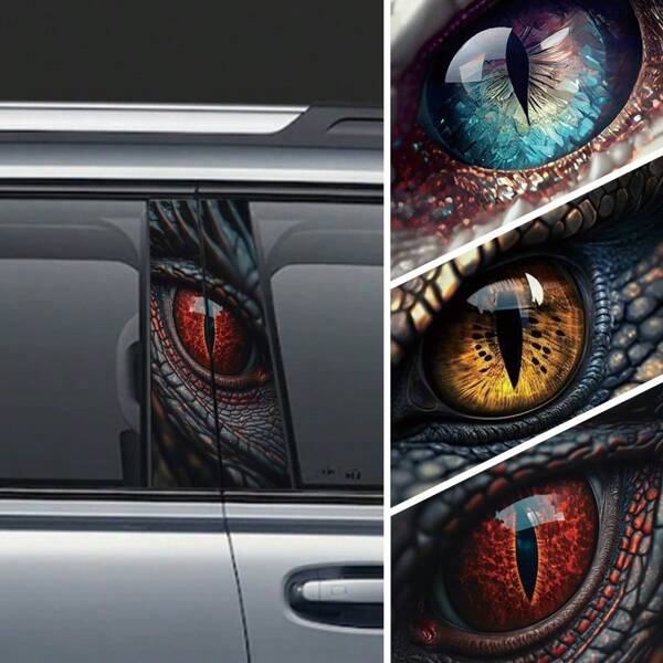 1 Pair (2pcs) Decorative Car B-Pillar Stickers, Colorful Patterns, Trimmable Size Fits Sedan, SUV, Truck, Protects Car Pillar From Scratches, Ideal For Holiday Vehicle Decoration