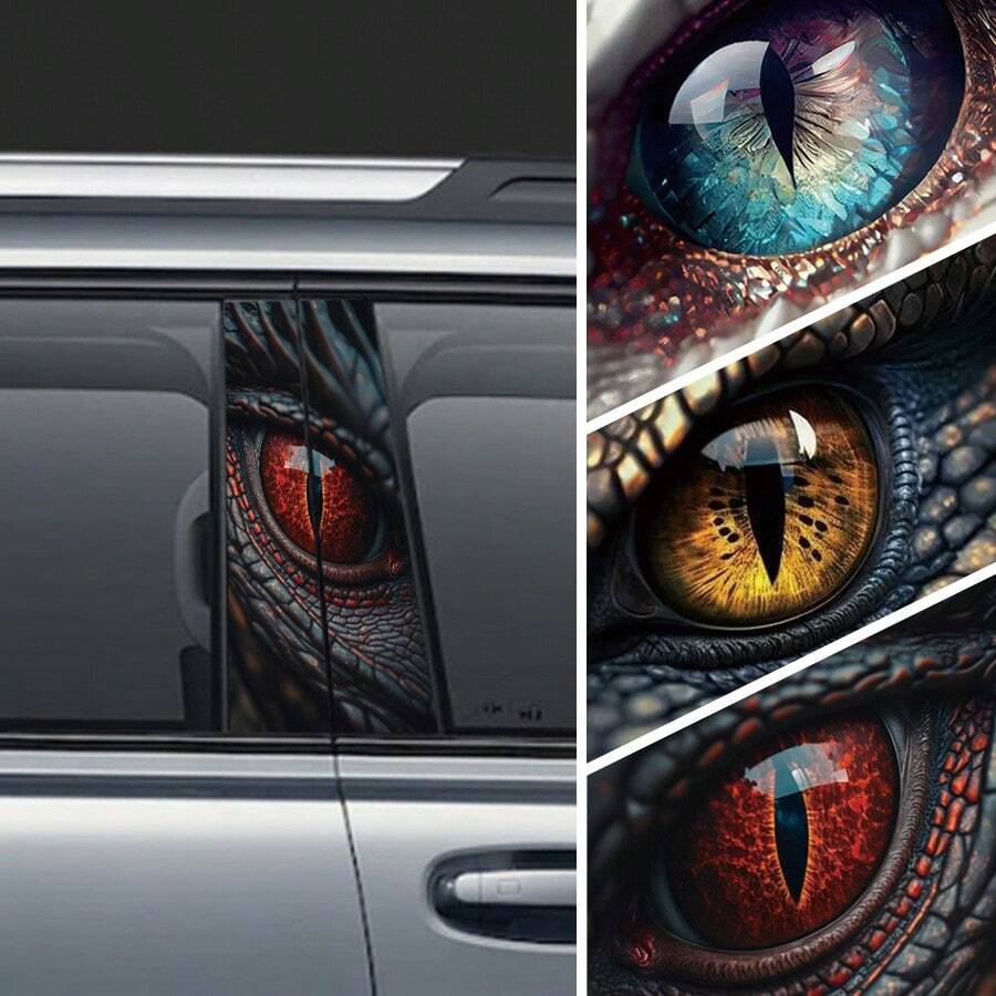 1 Pair (2pcs) Decorative Car B-Pillar Stickers, Colorful Patterns, Trimmable Size Fits Sedan, SUV, Truck, Protects Car Pillar From Scratches, Ideal For Holiday Vehicle Decoration