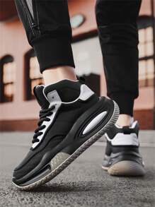 New 2025 High Top Sports Shoes For Men, Waterproof Anti-Skid Thick Sole Chunky Sneakers For Outdoor, Youth, Casual & Running, All Season - Black - View 4