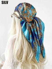1 件 90 厘米佩斯利图案方形围巾，可作为头巾、头巾或头巾日常使用，头巾、发带、头带非常适合装扮您的外观 - 彩色 - 查看 30