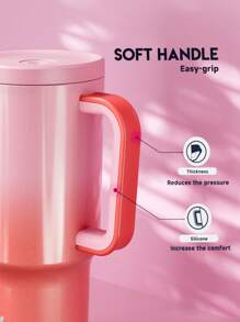 Vaso de 30oz con asa, botella de agua con aislamiento al vacío, vaso aislado, tapa y pajita a prueba de fugas, taza de café de acero inoxidable, mantiene las bebidas frías hasta 24 horas o calientes hasta 10 horas, ideal para agua, té helado, café, batidos y talla grande.