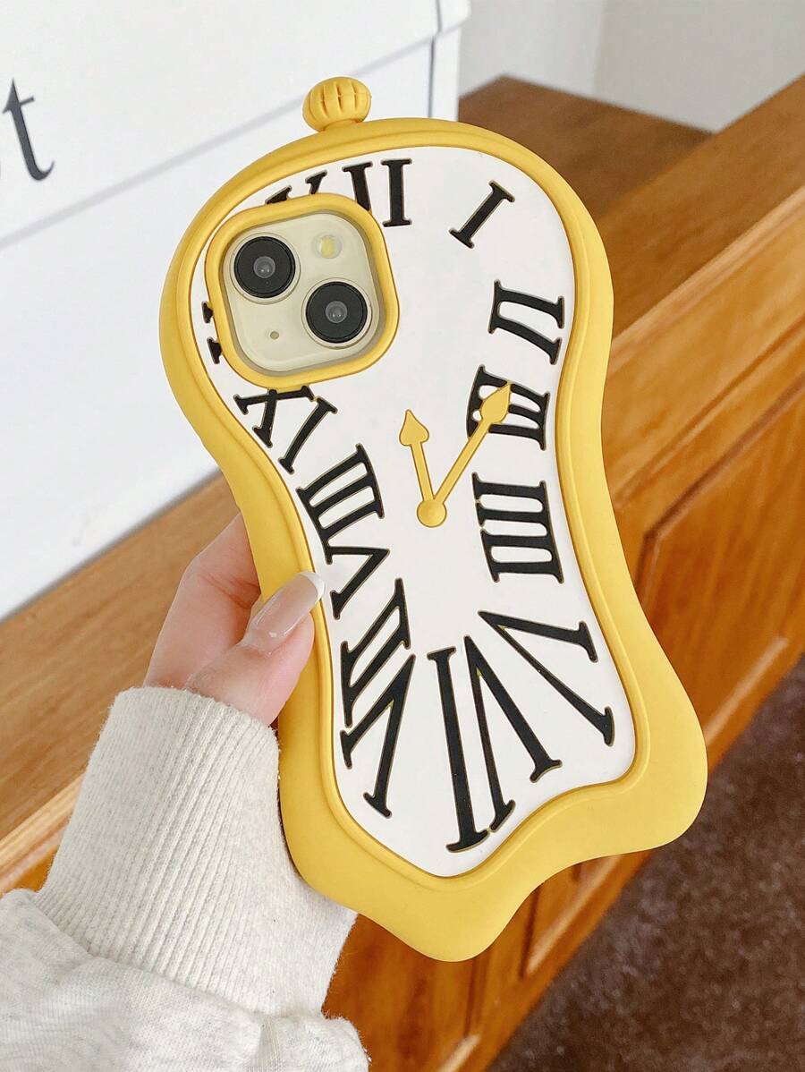 Husă moale din silicon cu design 3D cu ceas creativ, anti-cădere, compatibilă cu seria de telefoane Apple