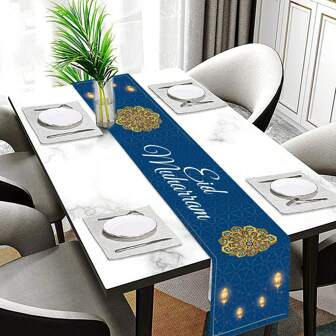 Star And Moon Table Flag Tablecloth, Moon And Star Table Decoration Tablecloth, Outdoor Background Cloth, Indoor Decoration Atmosphere Tablecloth, Suitable For Festival Restaurants