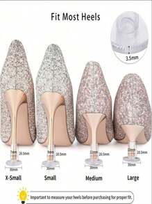 4pcs/1 Pair High Heel Protectors, Non-Slip Wear-Resistant Heel Covers For Women, Fits Modern Latin Dance Shoes With Soft Soles, Round Heels And Quiet Taps, Suitable For Lawn, Beach, Wedding, Latin Dance, Made Of PVC - T-type - View 7