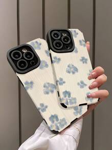 1 件全新简约水彩蓝花卉图案柔软 TPU 防摔手机壳适用于 Apple 15/15 Plus/15 Pro/15 Pro Max，防水防震防刮 - 彩色 - 查看 5
