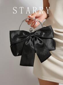 Elegant Glitter Bowknot Evening Clutch Bag – Shiny Glamorous Y2K Style For Parties, Weddings, Prom, Dinners, And Music Festivals | Perfect Gift For Women, Teens, And College Students, Perfectly Matching With Prom Accessories - Black - View 3