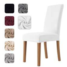 Farfallarossa Stretch Velvet Chair Covers (4/6 Pieces) – Universal Fit, Multi-Purpose Protection, Ultra-Soft Touch, Scratch-Resistant, Suitable For Dining Chairs, Office Chairs, And Home Chairs - White - View 2