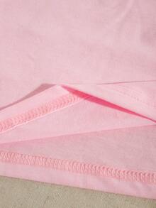 Highlander Cow, Cute Cow, Egg Flower Print Round Neck Short Sleeve T-Shirt, Casual Women Tops Suitable For Spring/Summer, Comfortable For Daily Wear - Pink - View 5