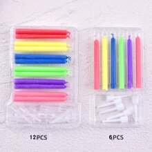 6/12 件彩色火焰蜡烛，生日蛋糕装饰插件创意彩虹幼苗蜡烛派对装饰，甜点桌装扮用品，烘焙装饰用品，派对装饰用品礼物毕业，婚礼 - 彩色 - 查看 10