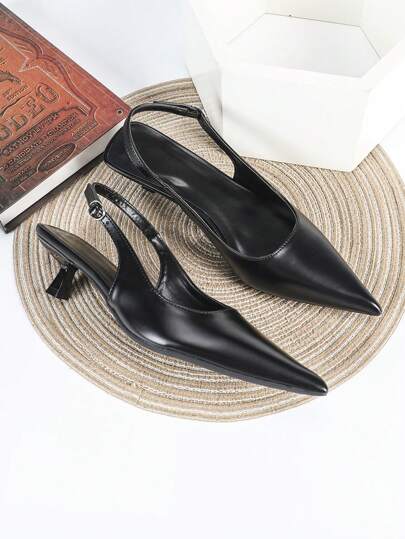 Scarpe con tacco alto nere da donna per l'autunno/inverno 2025, tacco a rocchetto da 4 cm, punta aperta, tacco a spillo da cerimonia/eleganti, slip-on, eleganti, décolleté da donna