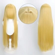 Karida Parrucca da cosplay lunga in fibra sintetica con frangia, parrucca da cosplay universale per capelli lisci a strati, resistente al calore, ad alta densità, aspetto naturale, 35 pollici/90 cm, parrucca sintetica extra lunga per donne, parrucche da cosplay artificiali per feste, Ognissanti, Natale, verde, arancione, rosa, blu, nero