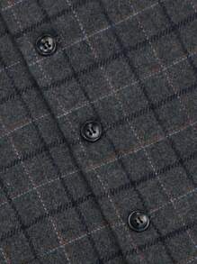 3 piezas Conjunto de traje a cuadros para hombre, que incluye chaqueta, chaleco y pantalones, de estilo minimalista y de moda, para uso casual diario - Gris - Ver 5