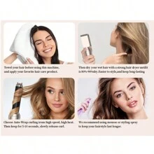 Air Styler Set Magic Styler, 6 In 1 Styler, Dryer Styler With Curl, Straighten, Volumize, Smooth And Blow Dryer Brush, Hot Hair Styler For All Hair Types/Lengths, Christmas Gift - UK Plug(220-240V) - View 8