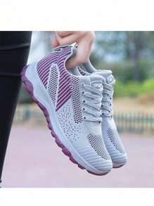 Tenis Sin Cordones Casuales para Mujer, Zapatos de Piso Ligeros y Cómodos de Malla, Calzado Antideslizante con Estilo para Caminatas y Uso Diario - Gris - Ver 5