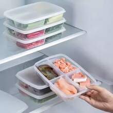1 Set 4-Compartment Food Storage Container, Meat Dedicated Portioned Preservation Box, Fridge/Freezer Meat Storage Organizer - Multicolor - View 7