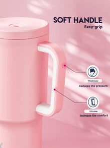 30盎司带把手保温杯，真空密封水瓶，带防漏盖和吸管的保温杯，不锈钢咖啡杯，保温10小时或保冷24小时，适用于水、冰茶、咖啡、冰沙等饮品。 - 粉色 - 查看 5