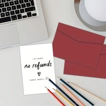 1 pieza Tarjetas divertidas del Día de San Valentín para él (ella), tarjetas humorísticas de aniversario para marido y mujer, tarjetas de amor dulces para mujeres y hombres, "Soy tuyo", "No reembolsable", "Lo siento", tarjetas de felicitación humorísticas - Blanco y Negro - Ver 4