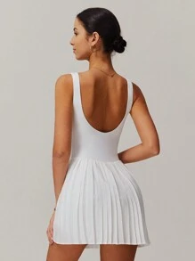 MASKERT Women's Dresses, Sports Dresses, Casual Dresses, Tennis Dresses, Sportswear, Yoga Wear, Tennis Wear, Sports Sets, Breathable And Comfortable, Skin-Friendly - White - View 3