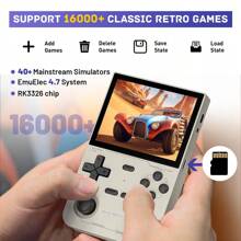 K36 Handheld Retro Game Console With 9000+Games,Mini Retro Game Console With 64GB/128G TF Card,Portable Gaming Console,3.5 Inch IPS Screen - Light Grey - View 3