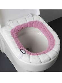 1pc Universal Thickened Plush Toilet Seat Cover, Soft & Comfortable, Washable, Pumpkin Pattern Toilet Seat Cushion, Available In Simple Style And With Handle