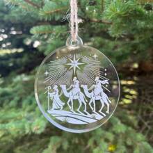 1 szt. Niestandardowa ozdoba Trzech Mędrców - drukowanie chrześcijańskich dekoracji, przezroczyste akrylowe ozdoby na Dzień Trzech Króli, spersonalizowana dekoracja torby ze zdjęciem, prezent świąteczny